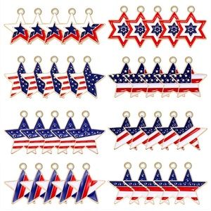 40PCS American Flag Charms 4th of July Patriotic Charms for Jewelry Making